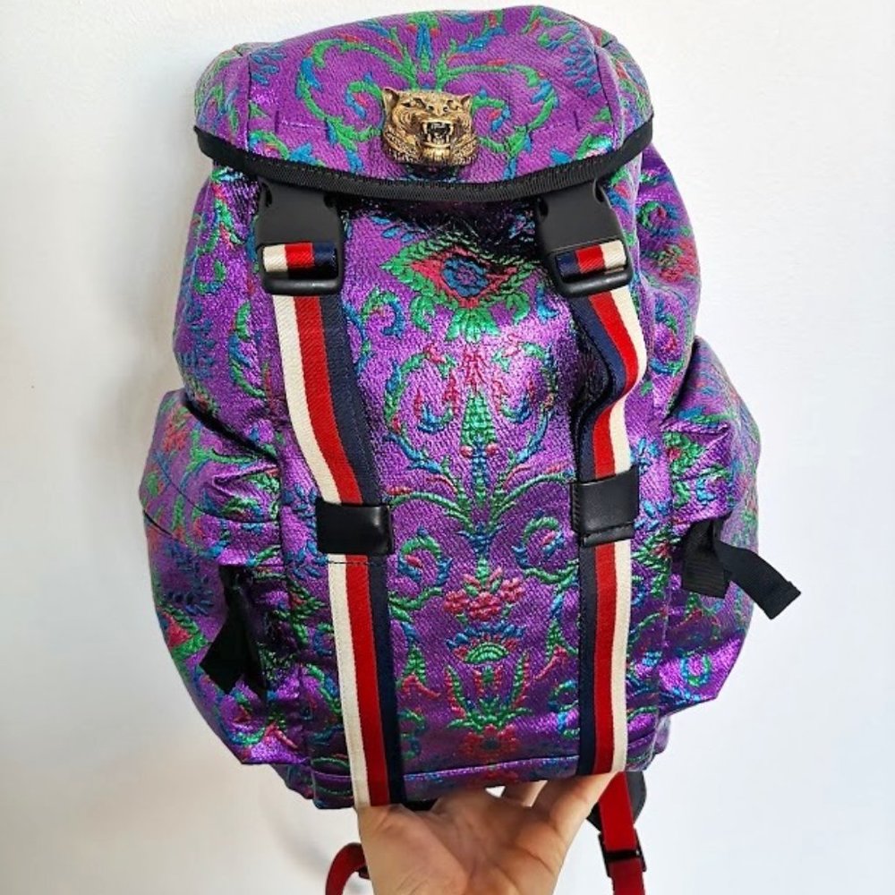Gucci backpack with gold tiger hardware